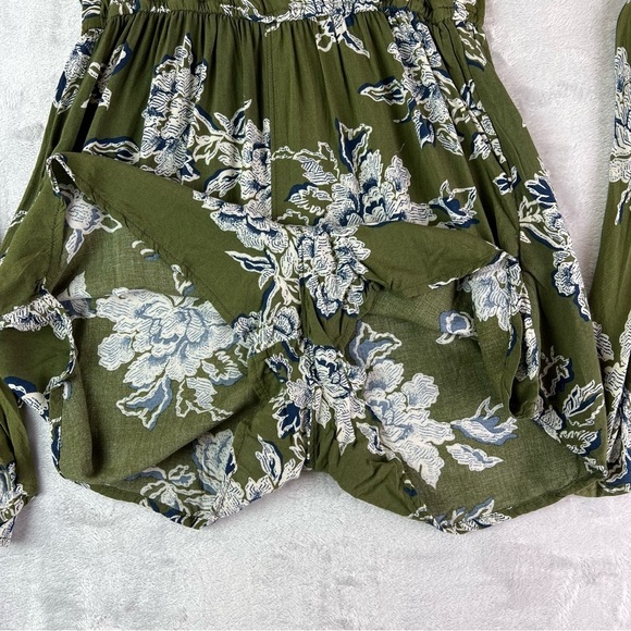 Abercrombie and Fitch Romper Small Green Floral Summer Bell Sleeves Spring Short - Picture 10 of 16